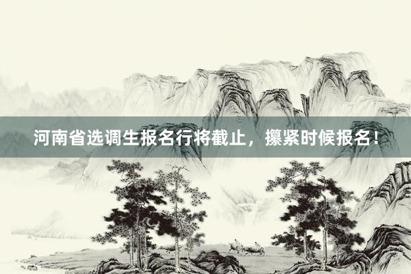 河南省选调生报名行将截止，攥紧时候报名！